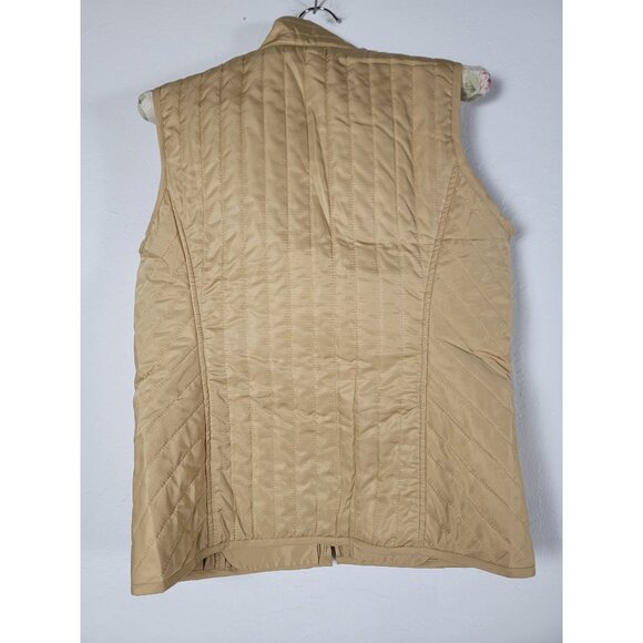 EP Pro Pebble Beach Womens Full-Zip Quilted Vest Small Beige Leopard Collar Logo - Picture 2 of 7